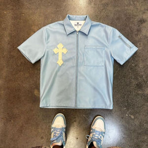 Respirant coupe ajustée été zip up t-shirt pour hommes à manches courtes vêtements de sport vêtements de sport décontracté entraînement sportif mode entraînement - Product Image 6