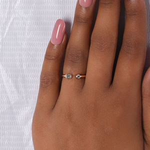 Lujo clásico bisel ajuste laboratorio cultivado diamante Esmeralda y corte redondo plata esterlina compromiso diamante anillo fino solitario anillo - Product Image 1