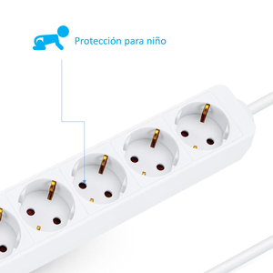 Regleta de 6 Enchufes con Interruptor 16A/250V 3680W 1.5/3/5m de Longitud Color Blanco Don Feliz Fabricada en China - Product Image 3
