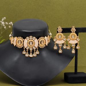 Fasion <b>Jewellery</b> NECKLACE <b>SET</b> - KUNDAN & ANTIQUE - NECKLACE <b>SET</b> - Dubai Gold Plated Earrings and Pendant J - Product Image 3