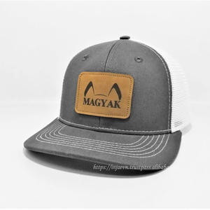 Chapeaux de camionneur noirs avec logo brodé en cuir, chapeaux de camionneur dos en maille de haute qualité - Product Image 2