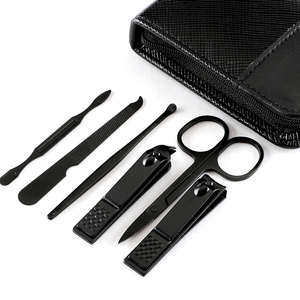 Offre Spéciale 6 pièces professionnel en acier inoxydable coupe-ongles ensemble de fichiers bricolage électrique manucure pédicure soins outils noir sac à fermeture éclair - Product Image 3