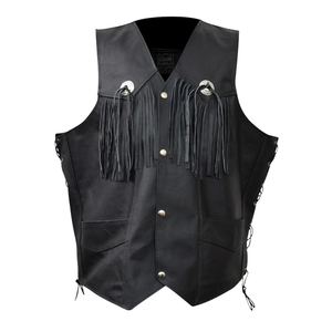Gilet de motard en cuir véritable robuste pour hommes avec un look classique distinctif offrant une construction solide et un ajustement confortable pour la conduite - Product Image 4