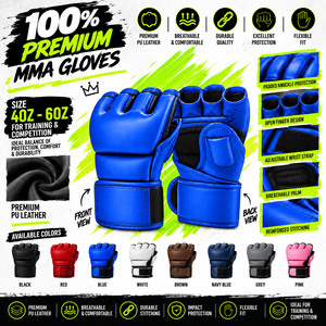Guantes de Entrenamiento de MMA de Medio Dedo en Cuero PU para Adultos, para Muay Thai, Kickboxing y Grappling, Equipo de Artes Marciales - Product Image 3