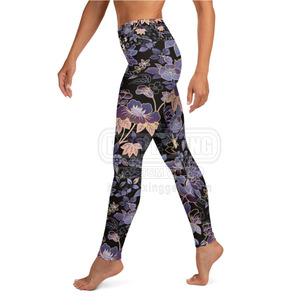 Mallas de Yoga personalizadas de cintura alta elástica, mallas de compresión de ejercicio de entrenamiento con sublimación de impresión Digital personalizables - Product Image 6