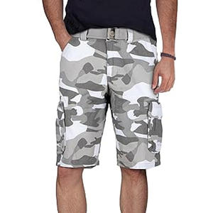 Pantalones cortos cargo de trabajo informales para hombre, venta al por mayor, cintura media, algodón transpirable, cintura elástica, cierre, patrón de camuflaje sólido - Product Image 1