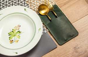 Soporte de cubiertos de cuero clásico para mesa de restaurante, organizador de utensilios portátil, rollo para configuración de mesa - Product Image 3