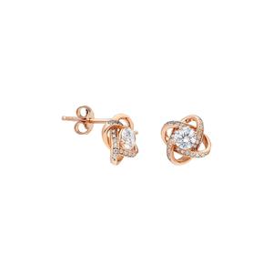 Orecchino in argento Sterling 925 di colore rosa con zircone solitario - Product Image 2