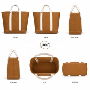 MORGANS INDUSTRIES Solid Color <b>Canvas</b> <b>Tote</b> Bag Open Top Minimalist Style Embroidery & Letters Women's All Seasons Shopping Bag - Product Image 2