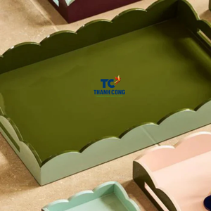 Bandeja de Madera Lacada Elegante, Bandeja para Servir con Acabado Brillante, Diseño Artesanal para Comedor, Sala de Estar y Decoración del Hogar - Product Image 2