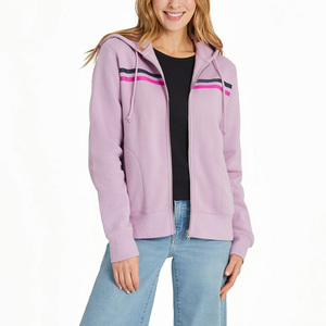 Sudadera con capucha larga personalizada para mujer, cremallera completa, proveedor OEM, suave, transpirable, tela lavada a la piedra, impresión frontal, opciones de etiqueta privada - Product Image 1