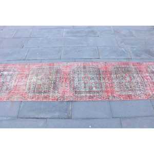 Vintage Rug, <b>Runner</b> 2x9.3 ft Turkish Rug, <b>Red</b> Persian Wool Rug - Product Image 4