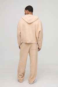 Conjunto de Sudadera con Capucha y Pantalones Deportivos de Forro Polar Beige para Hombre, para Marcas de Ropa Urbana al por Mayor, Tacto Suave, Chándal de Invierno con Logotipo Personalizado, Ajuste Perfecto - Product Image 3