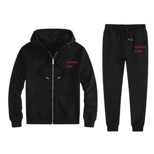 Conjunto de chándal de algodón puro para hombre con logotipo bordado personalizado Sudadera con capucha para hombre Cremallera Old Money Pullover Cárdigan informal deportivo Conjunto de 2 piezas - Product Image 5