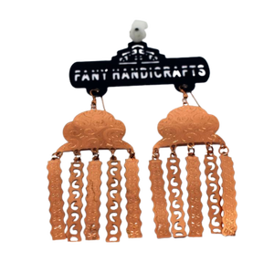 Pendientes de aro europeos de moda en bronce cobre oscuro, elegantes, con brillo, de color antiguo, de doble tono y martillados. - Product Image 4