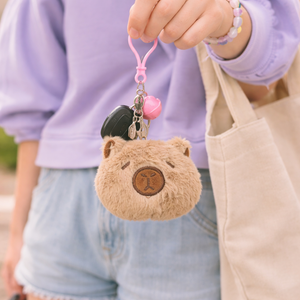 Portachiavi Peluche a Forma di Capibara con Campanello, Imbottitura in Cotone PP, Design Innovativo per Organizzazione e Collezione Chiavi, Età 8-13 - Product Image 1