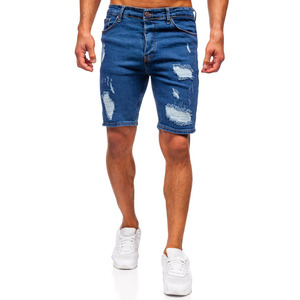 2025 haut de gamme hommes décontracté ourlet Denim Shorts Street Style coupe ample court avec marque privée à vendre - Product Image 1