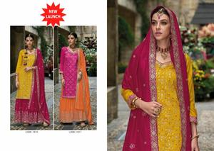 Premium lourd Jaam coton femmes multicolore indien et pakistanais Palazzo Dupatta broderie séquences miroir travail couture complète - Product Image 2