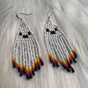 Modern Turquoise <b>Beaded</b> Earrings with Cascading <b>Fringe</b> Design Unique Jewelry Gift From MS Handicraft - Product Image 1