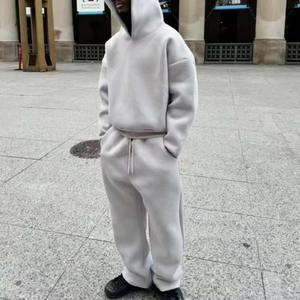 Custom Logo Men's XL Size Vintage Fleece Sweatsuit Baggy Tracksuit Acid Washed 500 Gsm Heavyweight Winter Rhinestone <b>Applique</b> - Product Image 3