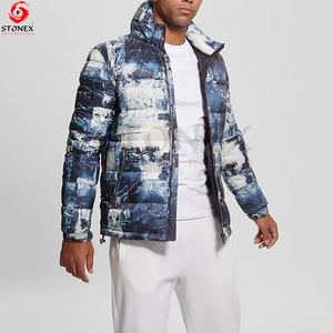 Veste matelassée légère et chaude en toile à col montant et capuche pour homme, personnalisable en gros - Product Image 2