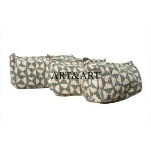 Classic Tassel Pattern Quilted for pouch Set <b>Zipper</b> Closure Eco-Friendly Cotton 3-Piece Makeup Organizer Travel <b>Bag</b> in 3 sizes - Product Image 3