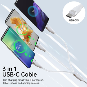 Nouveau <span class=keywords><strong>c</strong></span>âble <span class=keywords><strong>USB</strong></span>-<span class=keywords><strong>C</strong></span> 3-en-1 100W 2026 avec hub de charge rapide multi-ports et cordon tressé en nylon pour MacBook, iPad, <span class=keywords><strong>iPhone</strong></span> 17 - Product Image 2