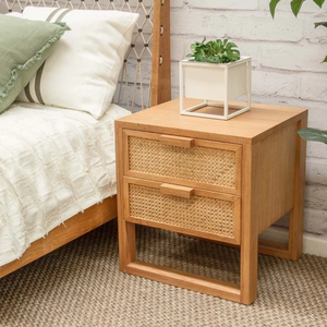 Wholesale Handmade Natural Wooden Cane <b>Storage</b> <b>Drawers</b> Farmhouse Bedside Lamp Bedroom Furniture From Vietnam - Product Image 4