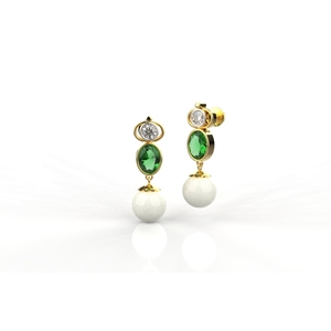 Avarta <b>Jewellery</b> Gold Diamond Emerald Pearl Earring - Product Image 2