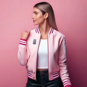 Nouvelle arrivée Custom Varsity Jacket Bomber Letterman Baseball University Jacket couleur rose - Product Image 2