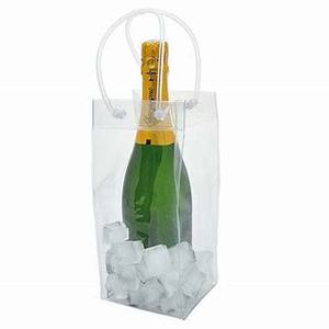 Modern Plastic Wine Bottle <b>Cooler</b> Bag Reusable <b>Drink</b> Holder for Wine Storage in Red Pink Blue Black Clear Colors - Product Image 3