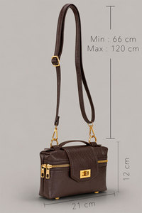 Bolso de lona marrón casual para mujer con logotipo personalizado, estuche de tocador, bandolera, bolso de mano con asa superior, cierre de cremallera, impermeable, para el hombro, OEM - Product Image 5