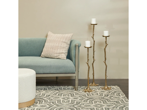 Unique tall metal candle holder for corner and hallway display Metal candle holder for rustic and natural home decor - Product Image 2