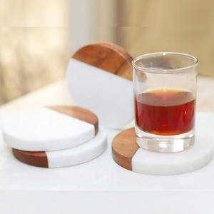 Wood Marble <b>Coaster</b> Set Cup <b>Coaster</b> Round Factory Wholesale Price Round Black Marble <b>Wine</b> Glass <b>Coaster</b> - Product Image 2