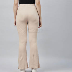 กางเกงทรงบานสำหรับผู้หญิงสวมใส่สบายในฤดูหนาวมียางยืดเอวกลางเอวยางยืดออกแบบได้ตามต้องการมีบริการ OEM - Product Image 4