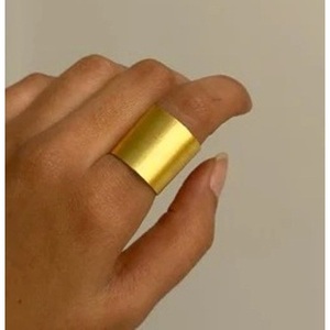 Vintage <b>Statement</b> Brass <b>Ring</b> Fashionable 18K Gold Plated Trendy Owl & Cross Inlay Gift Gemstone <b>Rings</b> - Product Image 3