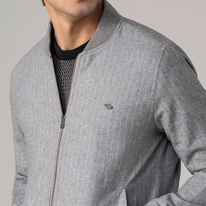 Chaqueta Bomber Azul Gris Personalizable de Fabricante Directo, ODM, de Lana, Manga Larga, Estilo Urbano de Invierno, Ropa para la Nieve, Tela Vaquera - Product Image 2