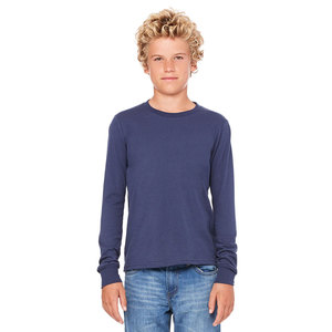 Bella+<b>Canvas</b> 3501 Unisex Casual Jersey <b>Long</b>-Sleeve T-Shirt Navy Basic round Neck with <b>Long</b> Sleeves - Product Image 4