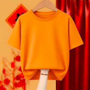 T-shirt décontracté en maille 100% polyester à imprimé graphique, manches courtes, orange, pour femme, séchage rapide, léger, pour le streetwear - Product Image 3