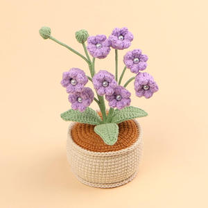 Flor artificial de lirio de los valles de ocho cabezas, tejida a ganchillo, con base de hilo y en maceta, para decoración transfronteriza del hogar, escritorio y bodas - Product Image 6