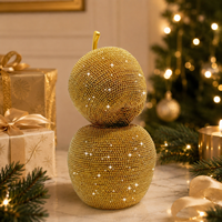Dot Bead Gouden Dubbele Appels Hars Beeldje Luxe Tafelblad Mantel Kerst Winter Vakantie Nieuwjaar Home Decor Ornament