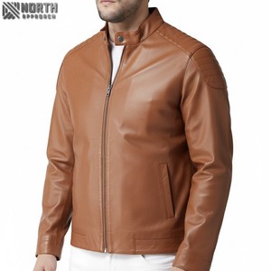 Chaqueta de cuero informal ajustada de alta calidad para hombre, diseño de soporte cómodo, lona, moda de invierno, servicio OEM único en línea - Product Image 4