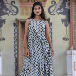 Vestido Floral con estampado de algodón con bloque de mano indio, ropa de fiesta de verano de estilo bohemio para mujer, dulce vestido de regalo de novia personalizado, venta - Product Image 1