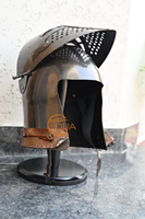 Casque de Bascinet médiéval armure de chevalier en acier de calibre 18 avec visière réglable style moderne poli pour Buhurt pour historique