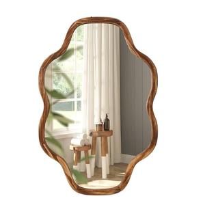 Miroir mural pleine longueur avec cadre en bois géométrique minimaliste moderne Accent décoratif rectangulaire pour salon chambre couloir - Product Image 3