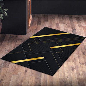 Black And Gold Printed <b>Rug</b>, Office Decor, Corridor, Gift, Modern, Living Room,<b>Chenille</b> <b>Rug</b> - Product Image 5