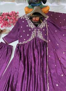 Robe de créateur Anarkali Style Bollywood Anarkali Salwar Kameez Alia Cut Kurti Pant Dupatta Set 3pc Readymade Dress Flair Long - Product Image 6