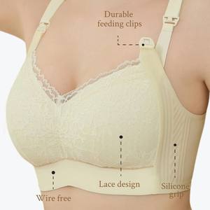 Sujetador de bikini de talla grande XL de maternidad de tela suave natural de encaje de té verde de silicona Top abierto enfermería patrón sólido conjuntos breves - Product Image 1