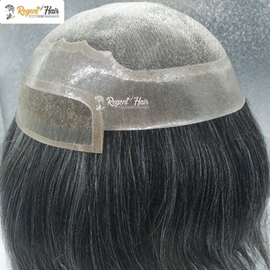 REGENT BWFL Toupet pour homme avec trame de cheveux humains de qualité supérieure attachée à la main Vague naturelle Style droit Stock disponible pour la vente en gros - Product Image 4