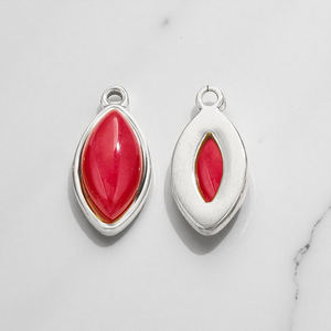 925 Sterling Silver Marquise Red Chalcedony Handmade Cabochon Gemstone <b>Charm</b> Fine Silver Jewelry Component Jewelry Making - Product Image 1